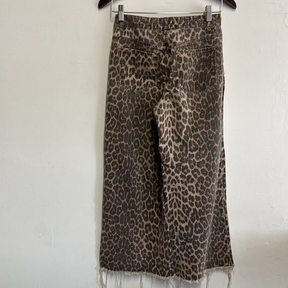 Zara Leopard Print crop wide leg pants Size 00 - Picture 5 of 6